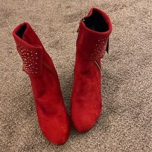 Red ankle boots